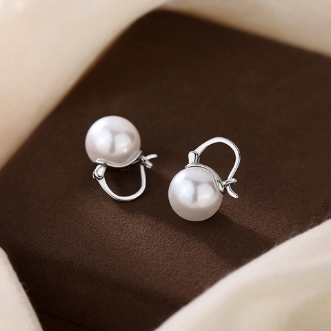 Retro Künstliche Perlenohrringe Elegant Kupfer Geometrisch Rund Haken Anhänger Schmuck Für Frauen Schickes Geschenk