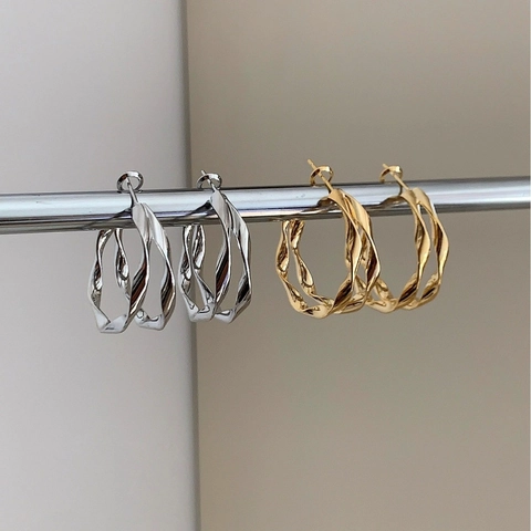 Orecchini A Cerchio Intrecciati Geometrici Con Perno In Argento Sterling 925 Gioielli In Rame Per Donna