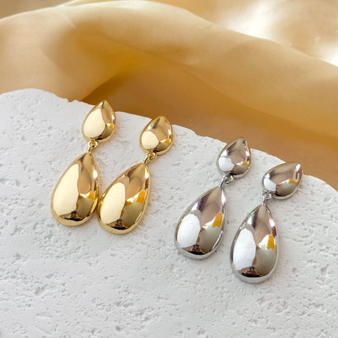 Pendientes De Gota De Lágrima Elegantes Para Mujeres Joyas Minimalistas De Cobre Pulido Espejo