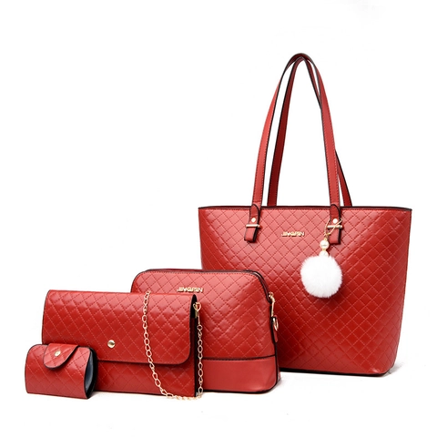Women Quilted PU Leather Handbag Tote Shoulder Bag Envelope Clutch Wallet With Fur Ball Charm Vintage Fashion Daily Bag