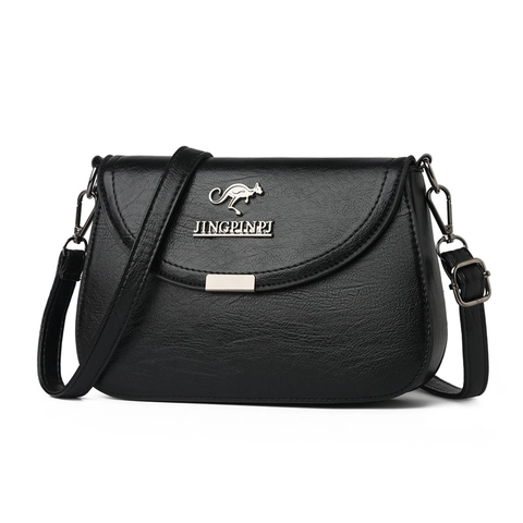 Women Fashion PU Leather Crossbody Bag Small Square Shoulder Bag With Kangaroo Metal Logo Adjustable Strap Casual Daily Purse