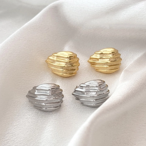 Geometric Ripple Stud Earrings With 925 Sterling Silver Earring Post Copper Shell Texture Modern Jewelry For Women