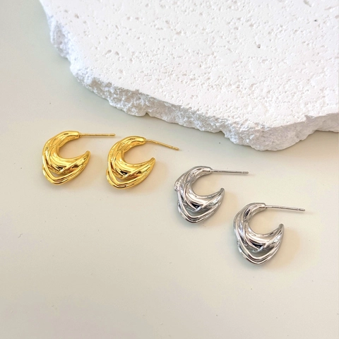 Orecchini A Cerchio A C A Più Strati Con Perno In Argento Sterling 925 Gioielli Minimalisti In Metallo Rame Per Donne