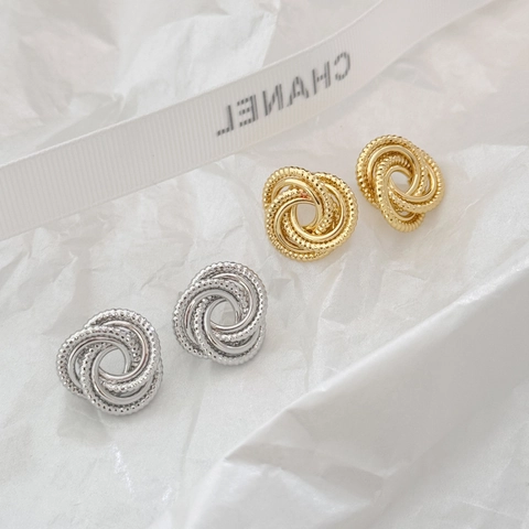 Orecchini Minimalisti In Rame Con Nodo Intrecciato Geometrico Irregolare Con 925 Sterling Silver Earring Post Donna