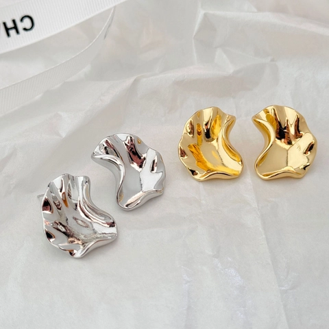 Irreguläre Geometrische Gekräuselte Ohrstecker Mit 925 Sterling Silber Ohrstecker Flüssiges Metall Ästhetik Schmuck Für Frauen
