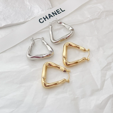 Créoles Triangulaires Irrégulières Texture De Lave Ondulée Géométrique Cuivre Style Minimaliste Poli Mode Pour Femmes
