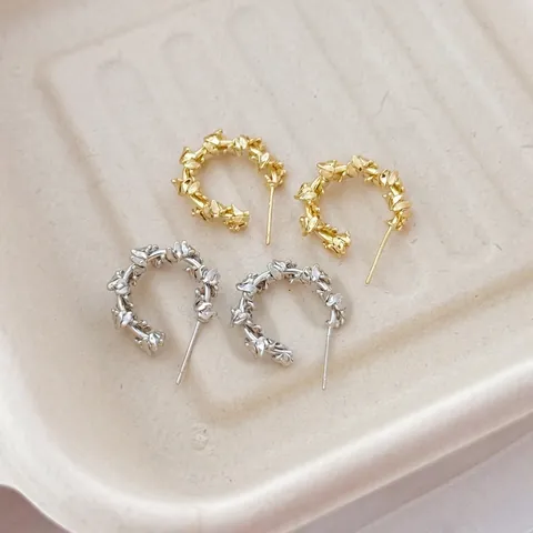 Orecchini A Lobo A Forma Di C Texture A Vite Irregolare Rame Placcato Oro Argento Gioielli Di Moda Chic Per Donne