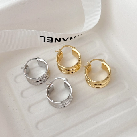 Strukturierte Chunky Hoop Ohrringe Für Damen Unregelmäßig Konkav Kupfer 18K Vergoldet Französischer Retro Minimalistischer Schmuck
