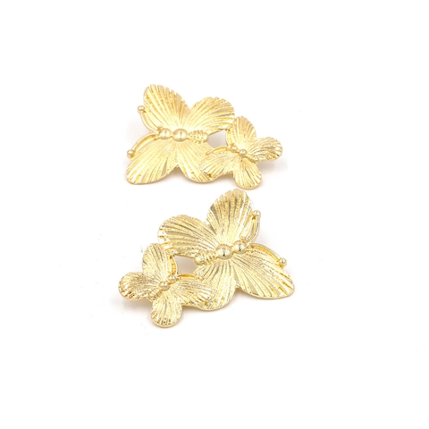 Vintage Gold Zinklegierung Schmetterling Ohrstecker Retro Übertriebener Doppelter Insektenschmuck Für Damen Modegeschenk