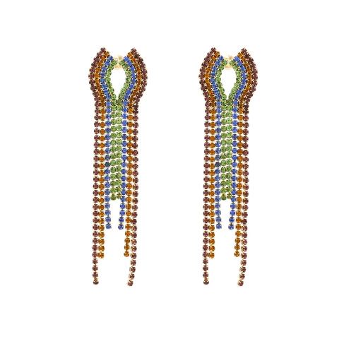 Lange Strass Kwastje Oorbellen Legering Geometrische Statement Party Accessoires Dames