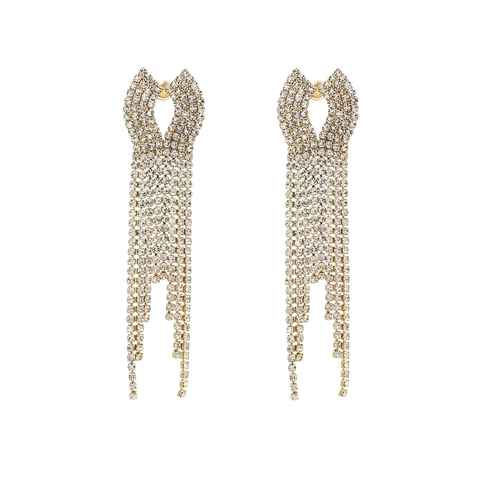 Lange Strass Kwastje Oorbellen Legering Geometrische Statement Party Accessoires Dames