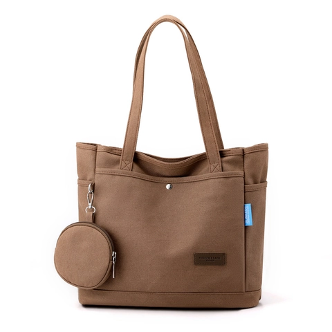 Borsa Tote In Tela Grande Capacità Tasche Multiple Con Portamonete Rotondo Rimovibile Borsa A Mano Casual Per Donna