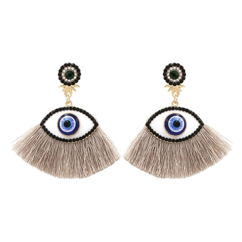 Boucles D Oreilles À Pompons Mauvais Oeil Alliage De Zinc Strass Style Bohème Ethnique Bijoux Femmes