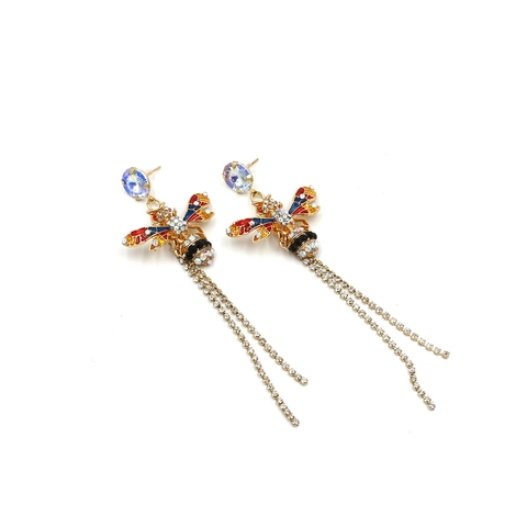 Orecchini Pendenti Ape Vintage Con Lunghe Nappe Strass Smalto Colorato Lega Stile Animale Per Donne Accessori Da Festa