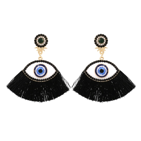 Boucles D Oreilles À Pompons Mauvais Oeil Alliage De Zinc Strass Style Bohème Ethnique Bijoux Femmes