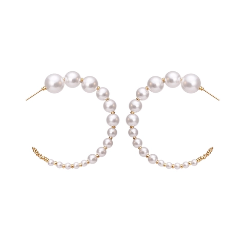 Eleganti Orecchini A Cerchio A Forma Di C Con Künstliche Perle Sintetiche Sfumate E Lega Dorata Gioielli Alla Moda Per Donna