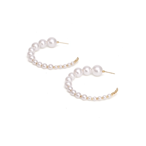 Eleganti Orecchini A Cerchio A Forma Di C Con Künstliche Perle Sintetiche Sfumate E Lega Dorata Gioielli Alla Moda Per Donna