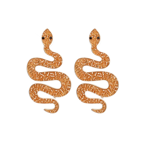 Retro Western Snake Shaped Alloy Seed Bead Drop Earrings Creative Handmade Animal Dangle Earrings For Women Fashion Jewelry