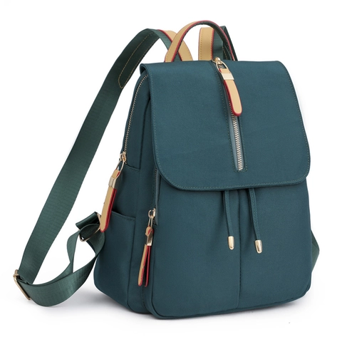 Women Korean Fashion Oxford Cloth Backpack Waterproof Large Capacity Travel Daypack Lightweight Flip Drawstring Casual School Bag
