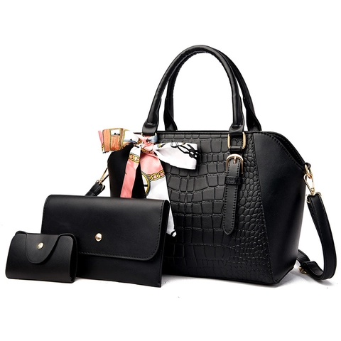 Dames Handtassen PU Leer Krokodillenpatroon Envelopclutch Mini Portemonnee Met Satijnn Sjaal Decoratie