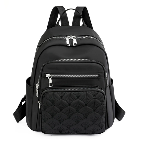 Sac à Dos Femme Mode en Tissu Oxford Matelassé Léger Grande Capacité Sac d'École Décontracté Avec Poche Antivol Arrière