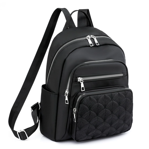 Sac à Dos Femme Mode en Tissu Oxford Matelassé Léger Grande Capacité Sac d'École Décontracté Avec Poche Antivol Arrière