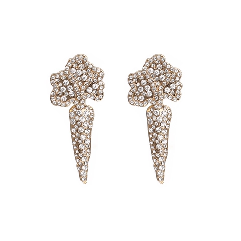 Carrot Shape Rhinestone Stud Earrings Zinc Alloy Colorful Cute Novelty Jewelry For Women Girls