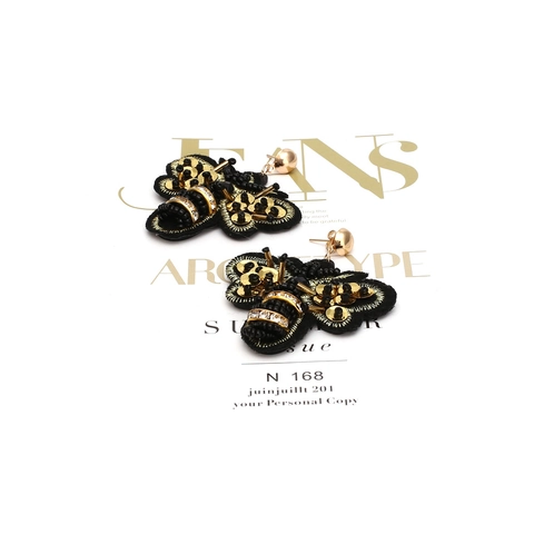 Handgefertigte Bienen Bestickte Ohrringe Vintage Statement Pailletten Perlen Strass Tier Schmuck Für Damen