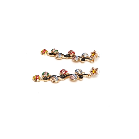 Retro Christmas Light Bulb Drop Earrings Alloy Multicolor Rhinestone Star Dangle Festive Party Jewelry For Women