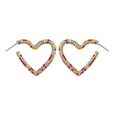 Orecchini Cerchio Cuore Lega Strass Perla Artificial Brillante Colorato Romantico Stile Coreano Gioielli Donne Perno Acciaio