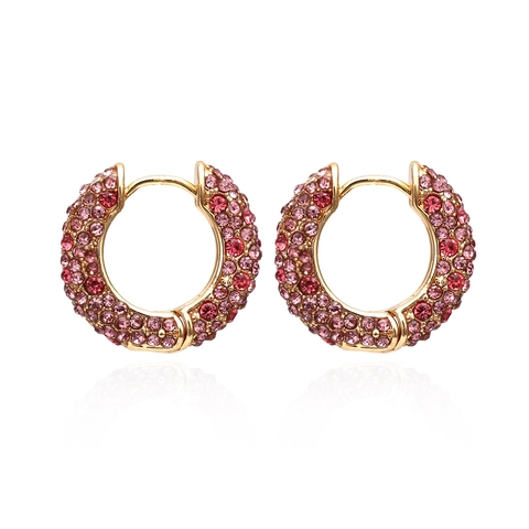 Orecchini A Cerchio A Forma Di U Micro Pavé Strass Colorati Perla Artificial Rame Placcato Oro Perno In Acciaio Inossidabile Gioielli