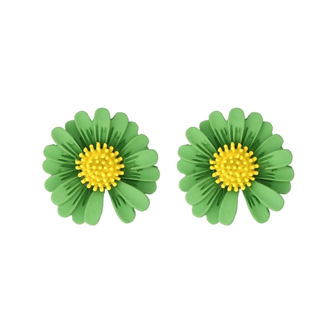 Small Daisy Flower Stud Earrings For Women Colorful Oil Drip Alloy Jewelry With 925 Sterling Silver Earring Post Sweet