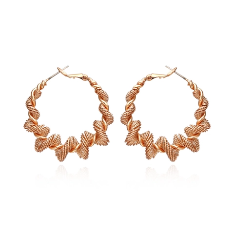 Orecchini A Cerchio In Rame Placcato Oro Texture A Spirale Gioielli Geometrici Per Donne Accessorio Di Moda