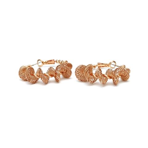 Orecchini A Cerchio In Rame Placcato Oro Texture A Spirale Gioielli Geometrici Per Donne Accessorio Di Moda