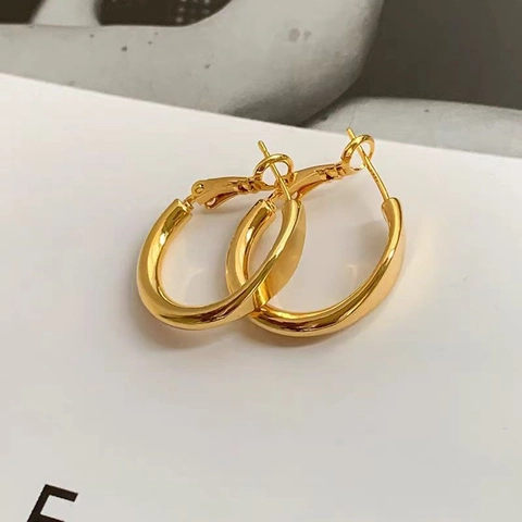 Minimalist Geometric Copper Hoop Earrings For Women Fashion Twisted Metal Small Ear Loop Gold Silver Plated Jewelry
