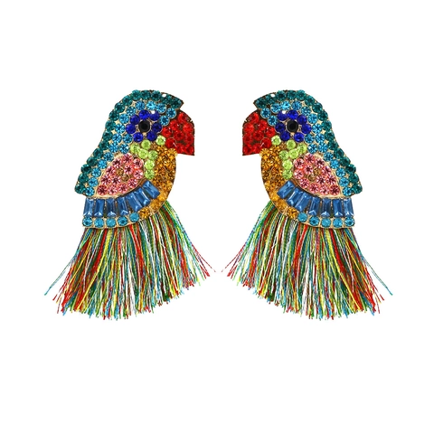 Orecchini A Nappa Pappagallo Con Strass Colorati Animale Uccello Pendenti Stile Bohemien Etnico Per Donne Festa