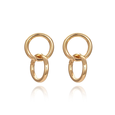 Pendientes De Botón Con Doble Aro Entrelazado Metal Bañado En Oro Geométrico Pulido Joyería De Moda Para Mujeres
