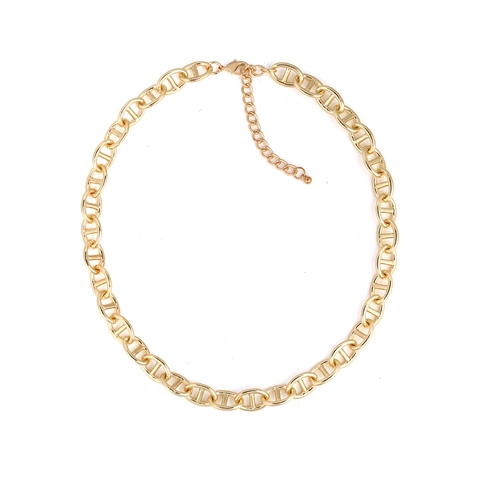 Collar De Cadena De Eslabones Dorados Para Mujeres Retro Hip Hop Aleación De Zinc Marinero Ancla Nariz De Cerdo Joyería Geométrica