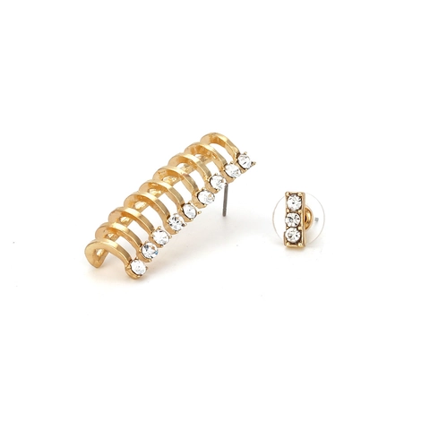 Geometric C-Shape Ear Cuff And Stud Earrings Alloy Rhinestone Multi-Layer Vintage Style Jewelry For Women