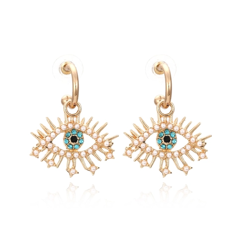 Orecchini Pendenti Occhio Del Diavolo Lega Strass Perla Artificial Sintetica Retro Stile Boemo Per Donne Gioielli Di Moda