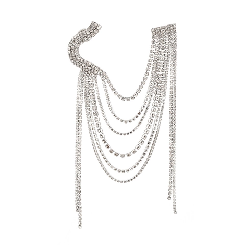 Übertriebene Strass Quasten Brosche Anstecknadel Geometrische Lange Kette Fransen Brustnadel Kleidung Dekoration Für Damen