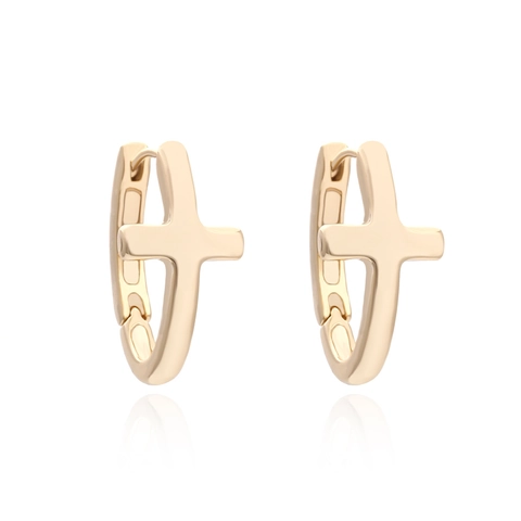 Kreuz Huggie Hoop Ohrringe Vergoldetes Kupfer Minimalistischer Geometrischer Schmuck Für Damen