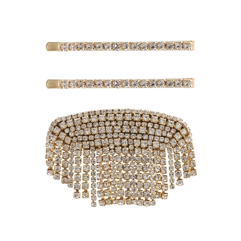 Pinzas Para El Cabello Vintage Con Borlas De Strass Metal Dorado Geométrico Pasadores Brillantes Tocado Moda Para Mujeres Niñas