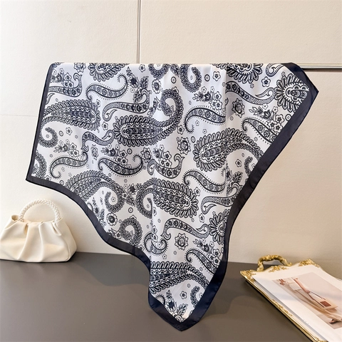 Women Paisley Print Square Scarf Faux Satin Satin Floral Neck Head Wrap Elegant Versatile Fashion Shawl For Lady