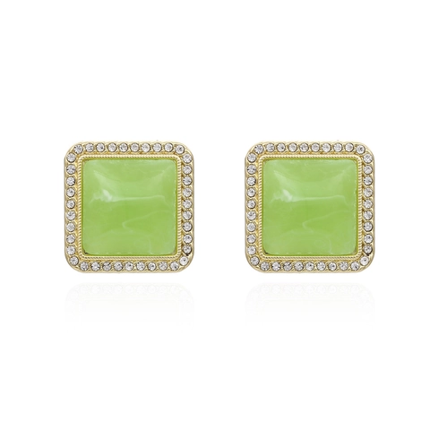 Pendientes De Botón Cuadrados Geométricos Con Aleación Resina Y Diamantes De Imitación Estilo Retro Simple Para Mujer Color Caramelo