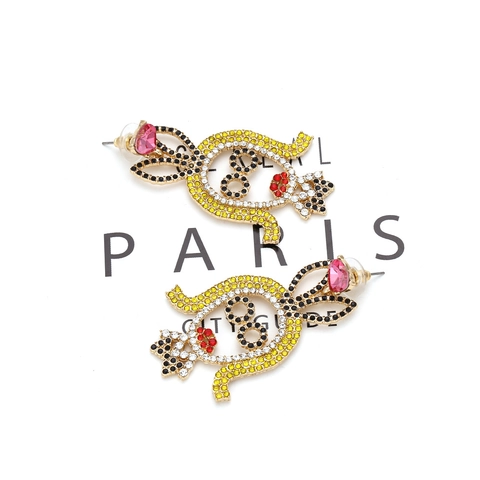 Cartoon Mädchen Tropfenohrringe Mit Bunten Strasssteinen Und Rosa Herz Kristall Pop Art Legierung Schmuck Für Damen