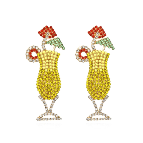 Orecchini A Goccia A Forma Di Bicchiere Da Cocktail Con Strass Colorati Forma Di Bevanda Tropicale Gioielli Da Festa Per Donne