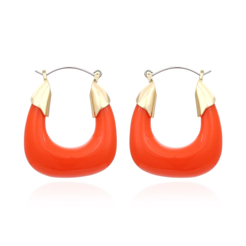 Retro U-Vormige Hoop Oorbellen Met Kleurrijke Hars En Messing Zilveren Oorsteker Mode-Sieraden Voor Dames