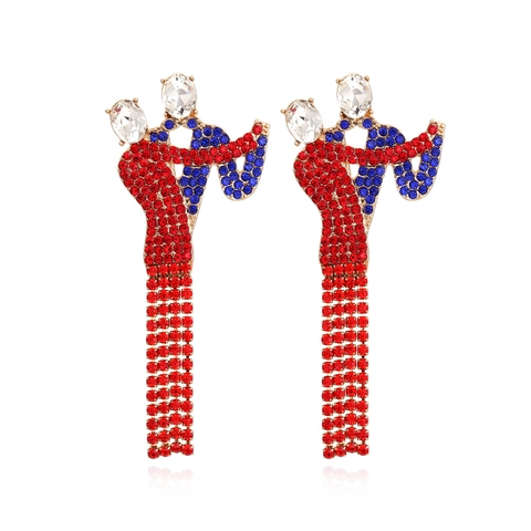 Pendientes De Borla Con Figura De Baile Abstracta Aleación Con Diamantes De Imitación Coloridos Para Mujer Fiesta