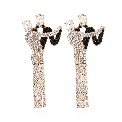Pendientes De Borla Con Figura De Baile Abstracta Aleación Con Diamantes De Imitación Coloridos Para Mujer Fiesta